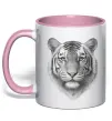 Чашка с цветной ручкой Білий тигр Нежно розовый фото