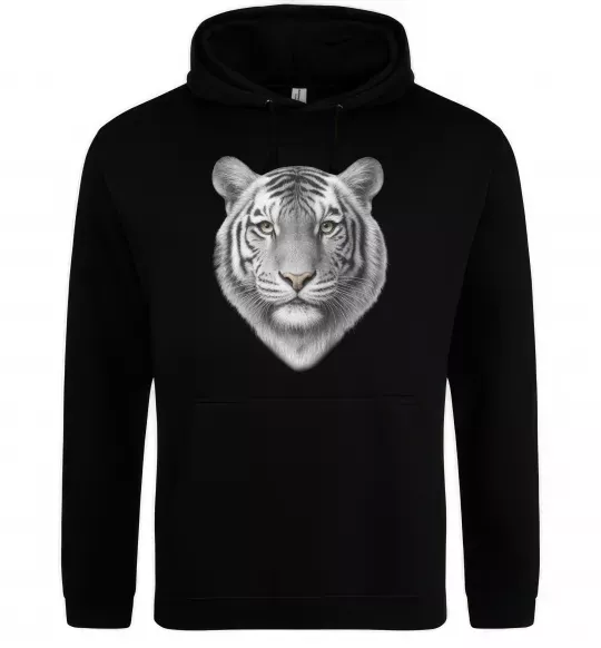 Чоловіча толстовка (худі) Білий тигр Чорний фото