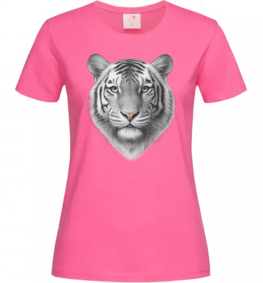 Женская футболка Білий тигр Ярко-розовый фото
