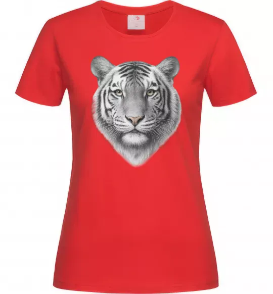 Женская футболка Білий тигр Красный фото