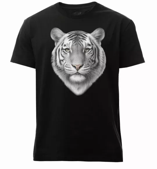Чоловіча преміум футболка Білий тигр Чорний фото