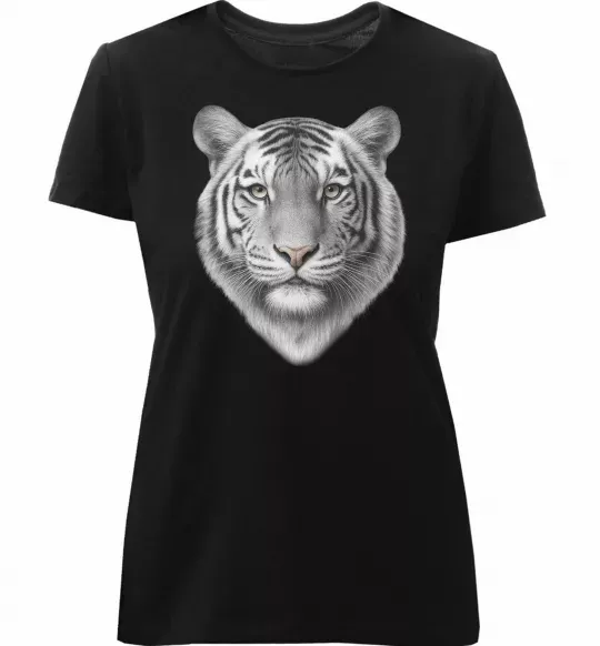 Жіноча преміум футболка Білий тигр Чорний фото