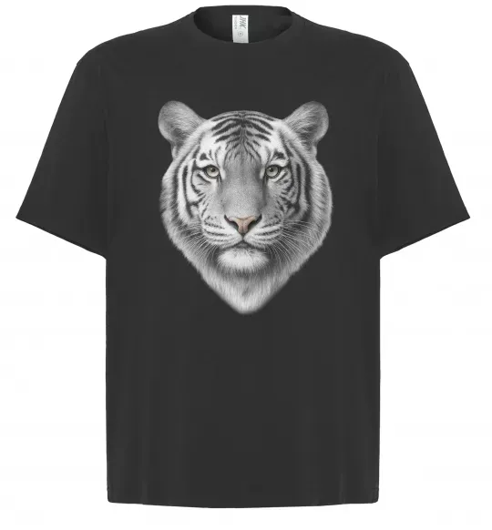 Футболка Оверсайз Білий тигр Черный фото