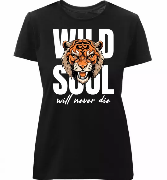 Женская премиум футболка Wild soul Черный фото