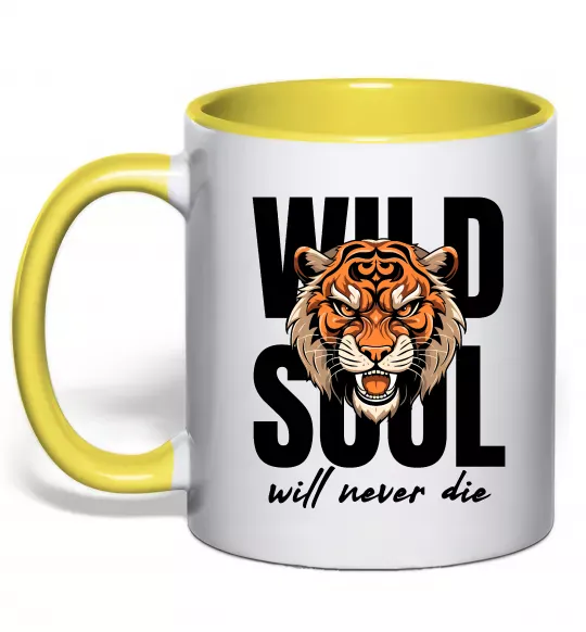 Чашка с цветной ручкой Wild soul Солнечно желтый фото