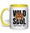 Чашка с цветной ручкой Wild soul Солнечно желтый фото