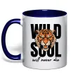 Чашка с цветной ручкой Wild soul Глубокий темно-синий фото