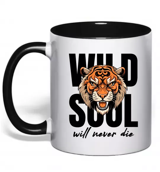 Чашка с цветной ручкой Wild soul Черный фото