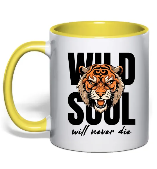 Чашка з кольоровою ручкою Wild soul Лимонний фото