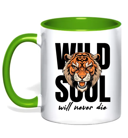 Чашка з кольоровою ручкою Wild soul Лаймовий фото