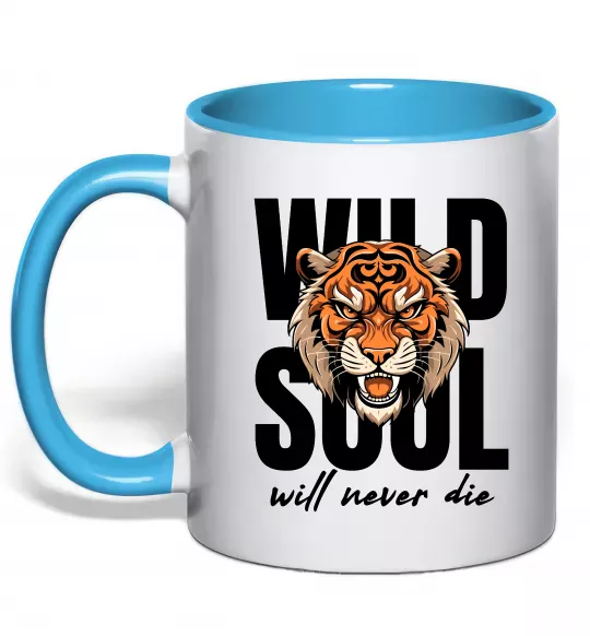 Чашка с цветной ручкой Wild soul Голубой фото