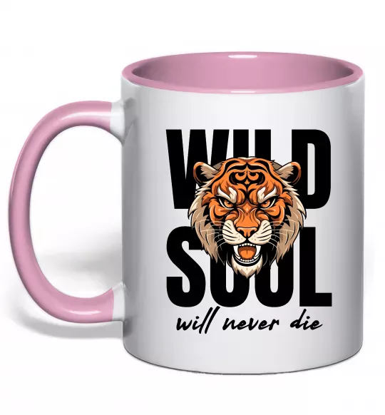 Чашка с цветной ручкой Wild soul Нежно розовый фото