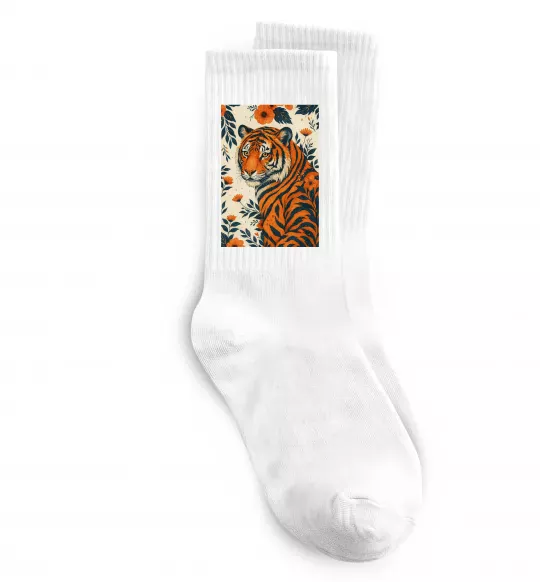 Носки Tiger flowers Белый фото