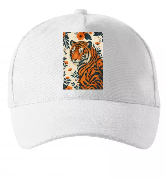 Кепка Tiger flowers Білий фото