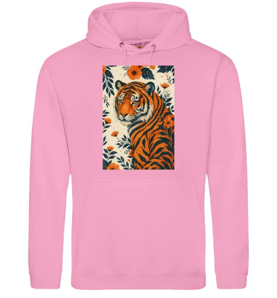 Мужская толстовка (худи) Tiger flowers Розовый фото