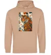 Мужская толстовка (худи) Tiger flowers Песочный фото