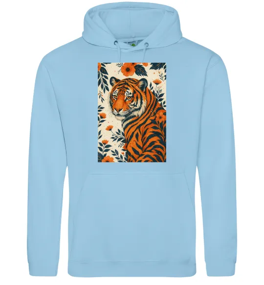 Мужская толстовка (худи) Tiger flowers Голубой фото