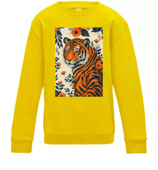 Детский Свитшот Tiger flowers Солнечно желтый фото