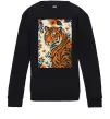 Детский Свитшот Tiger flowers Черный фото