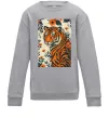 Детский Свитшот Tiger flowers Серый меланж фото
