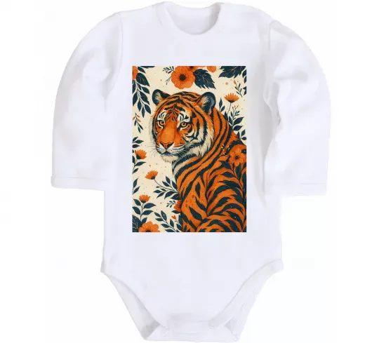 Дитячий бодік Tiger flowers Білий фото