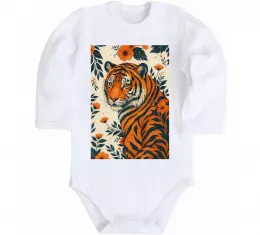 Детский боди Tiger flowers Белый фото