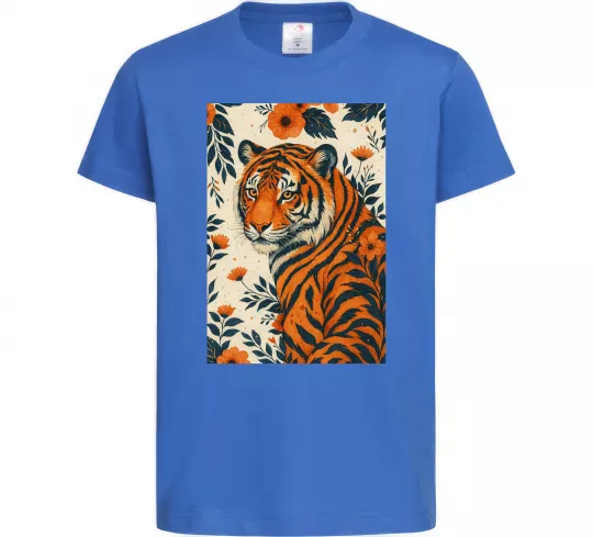 Дитяча футболка Tiger flowers Яскраво-синій фото