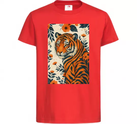 Дитяча футболка Tiger flowers Червоний фото