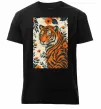 Мужская премиум футболка Tiger flowers Черный Мужская премиум футболка Tiger flowers Черный фото