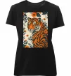 Женская премиум футболка Tiger flowers Черный фото