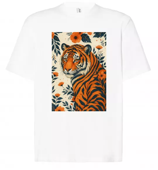 Футболка Оверсайз Tiger flowers Белый фото