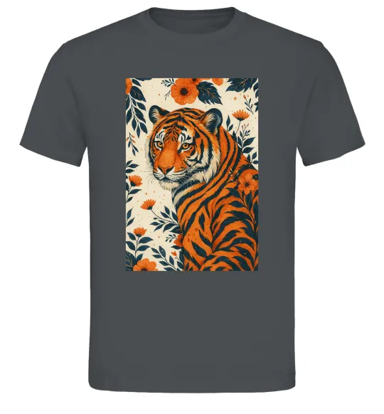 Мужская футболка Tiger flowers Графит фото