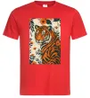 Мужская футболка Tiger flowers Красный фото