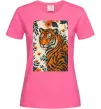 Жіноча футболка Tiger flowers Яскраво-рожевий фото