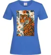 Жіноча футболка Tiger flowers Яскраво-синій фото