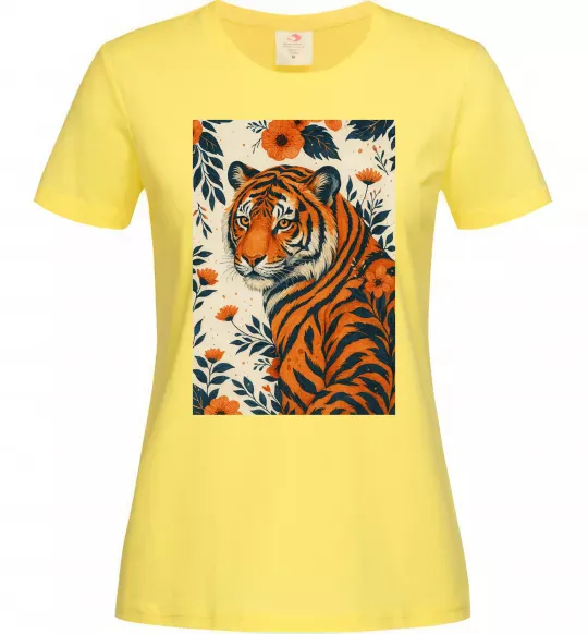 Жіноча футболка Tiger flowers Лимонний фото