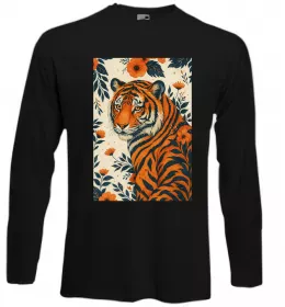 Лонгслів Tiger flowers Чорний фото