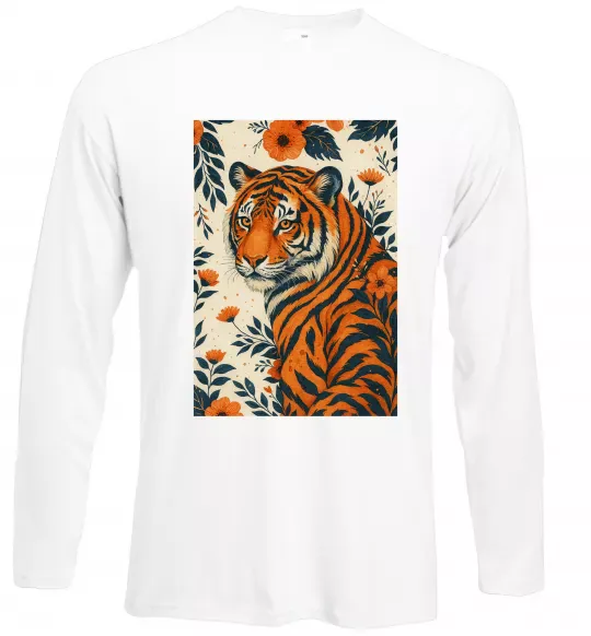 Лонгслив Tiger flowers Белый фото
