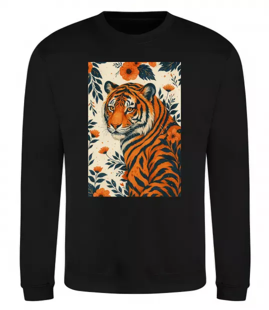 Світшот Tiger flowers Чорний фото