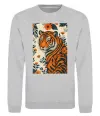 Світшот Tiger flowers Сірий меланж фото