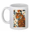 Чашка керамічна Tiger flowers Білий фото