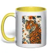 Чашка з кольоровою ручкою Tiger flowers Сонячно жовтий фото