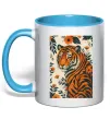 Чашка з кольоровою ручкою Tiger flowers Блакитний фото