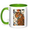 Чашка з кольоровою ручкою Tiger flowers Зелений фото