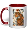 Чашка з кольоровою ручкою Tiger flowers Червоний фото