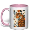 Чашка з кольоровою ручкою Tiger flowers Ніжно рожевий фото