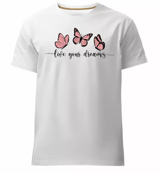 Мужская премиум футболка Live your dreams Белый фото