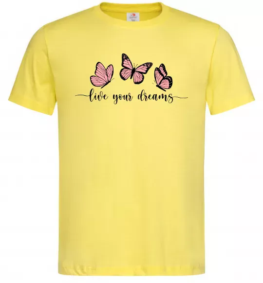 Мужская футболка Live your dreams Лимонный фото