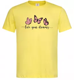Мужская футболка Live your dreams Лимонный фото