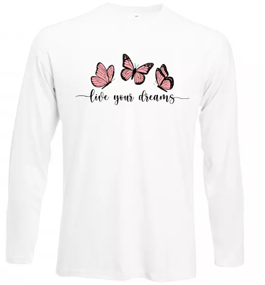 Лонгслив Live your dreams Белый фото
